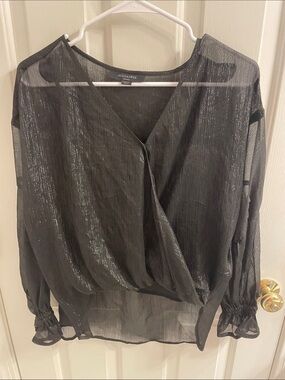All Saints Hattie Stripe Black Shimmery Blouse